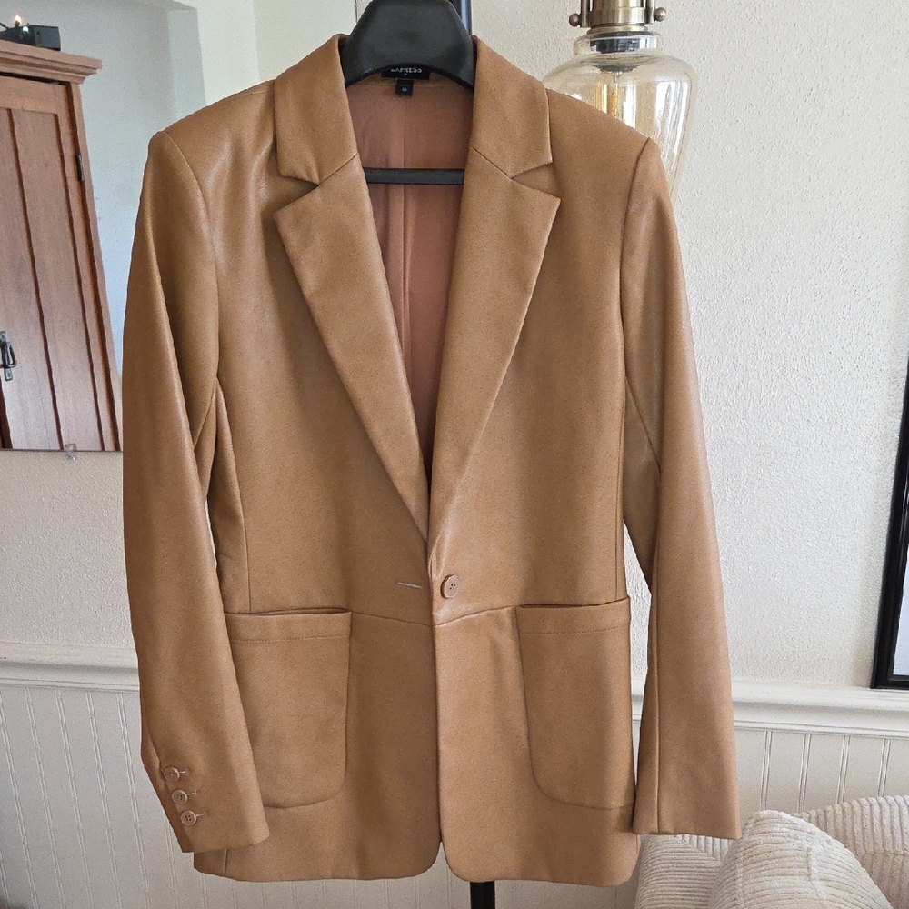 Negin Mirsalehi x Express Faux Leather Blazer